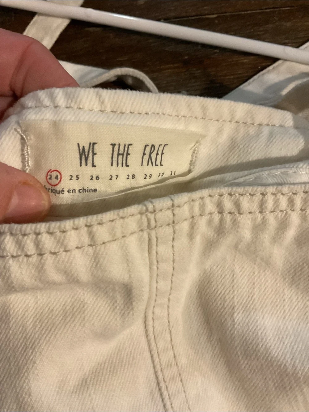 We the Free (Free People) White Cream Denim Suspender Shortalls Raw Hem- size 24
